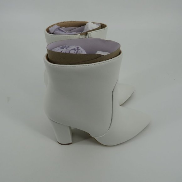 IDIFU Women's White Ankle Boots Pointed Toe Block Heel Size 5 NIB - Picture 3 of 6